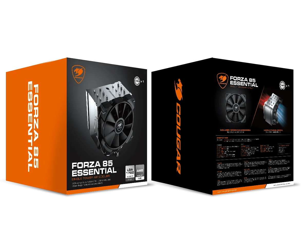 AIR-COOLER-COUGAR-FORZA-85-1-FAN-120MM-2000RPM-SUPORT-LGA-115X-1700-AM4_Enfriamiento-y-Ventilacion_12317_1.webp AIR COOLER COUGAR FORZA 85 ESSENTIAL - 1 FAN 120MM - 4 PIN PWM - 2000 ± RPM - SUPORT LGA 115X/1700/AM4/AM5 - Imagen 1