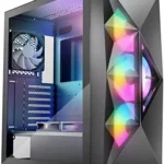 CASE ANTEC DF800 FLUX - MID TOWER - ATX - TEMPERED GLASS SIDE PANEL - 3 FAN ARGB INCLUDED - 1 FAN 120MM (REVERSE FAN) - 1 FAN 120MM BLACK