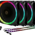 PACK 3 VENTILADORES ANTEC PRIZM 120 ARGB 3+2+C - ARGB LED STRIPS - FAN CONTROLLER - 3 PINES - BLACK