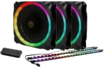 PACK 3 VENTILADORES ANTEC PRIZM 120 ARGB 3+2+C - ARGB LED STRIPS - FAN CONTROLLER - 3 PINES - BLACK