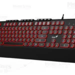 TECLADO GENIUS SLIMSTAR 280 - MULTIMEDIA - WIRED - REPOSAMANOS - BLACK/RED
