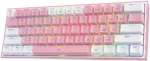 TECLADO MECANICO REDRAGON FIZZ PRO WIRELESS K616-RGB PW - 60% - DUST PROOF RED - 430G - USB-C - PINK/WHITE