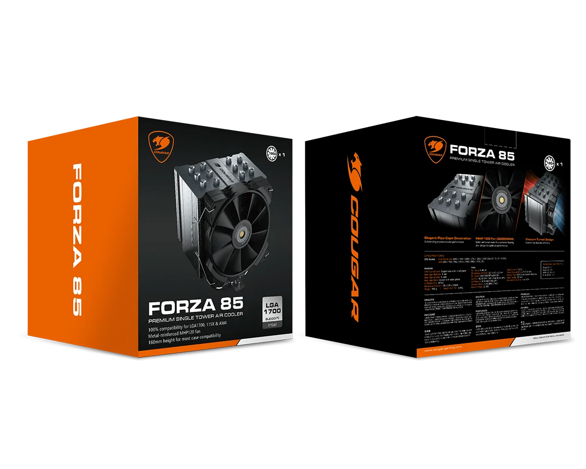 AIR-COOLER-COUGAR-FORZA-85-1-FAN-120MM-2000RPM-LGA115X-LGA1200-1700-LGA1851-AM4-AM5_Enfriamiento-y-Ventilacion_11034_img12000_1.webp AIR COOLER COUGAR FORZA 85 - 1 FAN 120MM - 2000RPM - LGA115X/LGA1200/1700/LGA1851/AM4/AM5 - Imagen 1