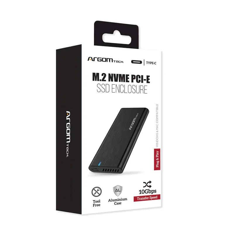 Enclosure Argom Tech ARG-AC-1038 para SSD M.2 NVMe PCI-e SSD a USB-Type C  Negro - Imagen 1