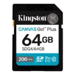 MEMORIA SDXC KINGSTON CANVAS GO! PLUS 64GB - 200MB/S - CLASE 10 - UHS-I - U3 - V30 (SDG4/64GB)