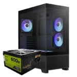 CASE GAMDIAS AURA GC12 ARGB - MID TOWER - TEMPERED GLASS -  ATX - 6 FAN 120MM ARGB - BLACK + FUENTE 600W