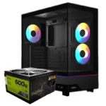 COMBO CASE GAMDIAS ATLAS M5 - MID TOWER - TEMPERED GLASS -  ATX - 3 FAN 120MM ARGB - BLACK - FUENTE 600W