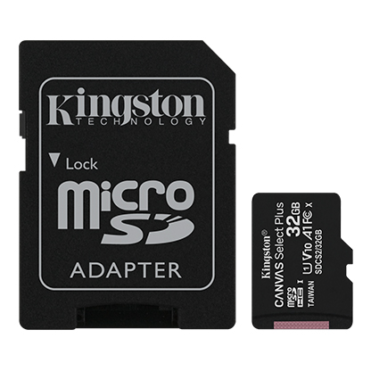 Memoria Micro-SD Kingston Canvas Select Plus micro-SDHC 32GB Clase 10 con adaptador SD SDCS2/32GB