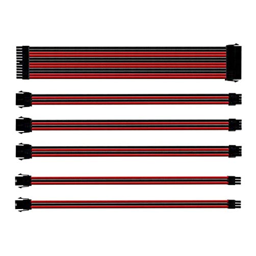 Kit Extensor de cables para Fuente de poder upHere - Mallado - Rojo con Negro - 30CM