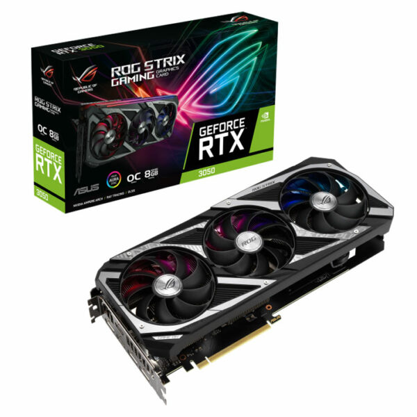 TARJETA DE VIDEO ASUS ROG STRIX GEFORCE RTX 3050 8GB - GDDR6 - OC EDITION - 3DP/2HDMI (ROG-STRIX-RTX3050-O8G-GAMING) ( 90YV0HI1-MVAA00 )