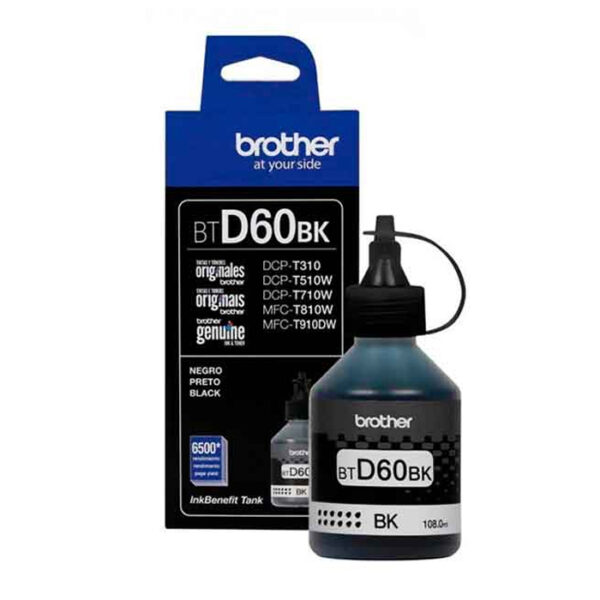 Botella de de Tinta Brother BTD60BK - Black - 6500 Páginas - Para DCPT510W, DCPT710W, MFCT810W, MFCT910DW