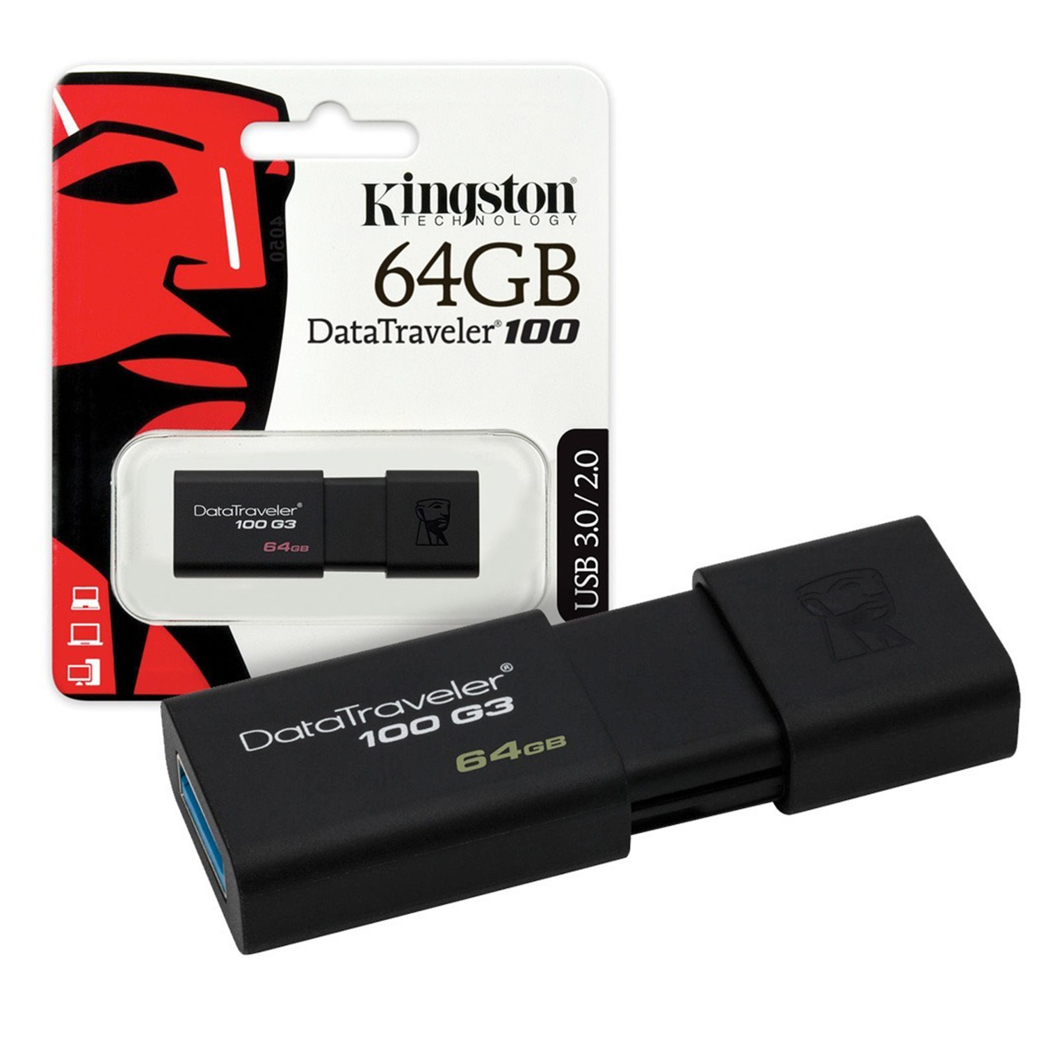 MEM0113 Pen drive Kingston DataTraveler 100 G3 64GB USB 3.0 - (DT100G3/64GB)