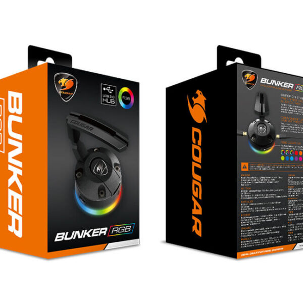 STAND PARA AUDIFONOS COUGAR BUNKER RGB - CON PUERTOS USB - BLACK