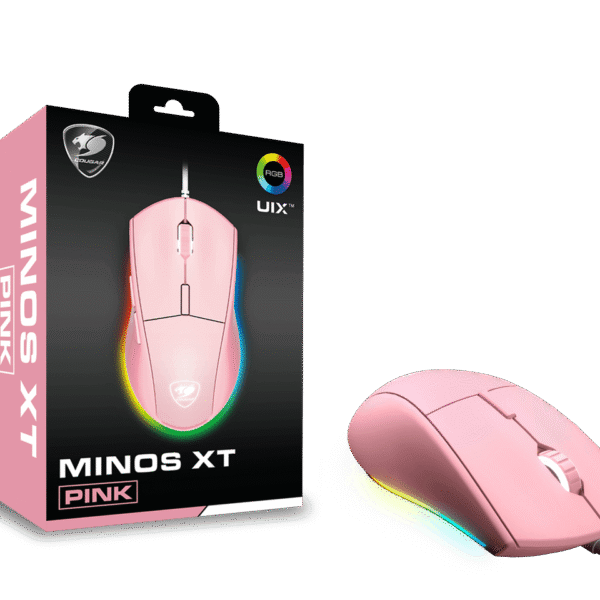 MOUSE COUGAR MINOS XT - OPTICO - 4000 DPI - RETROILUMINADO - BLACK/PINK (3MMXTWOP.0001)