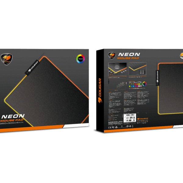 MOUSEPAD COUGAR NEON RGB - CLOTH/NATURAL RUBBER - 350X300X4MM - BLACK