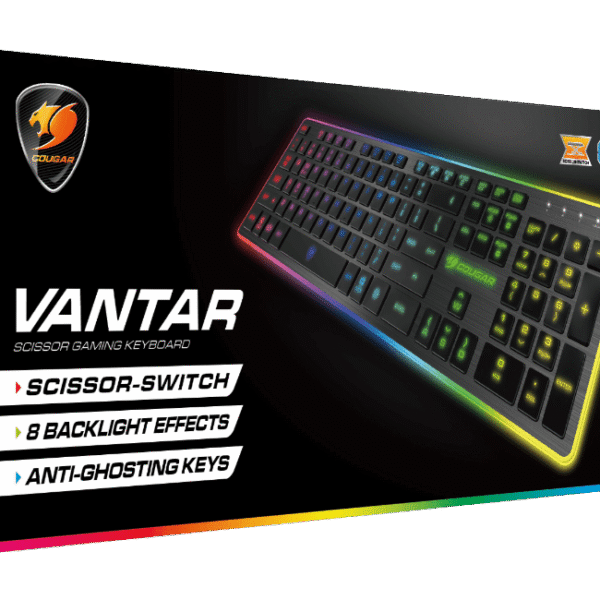 TECLADO COUGAR VANTAR RGB - INTERRUCTORES DE TIJERA - TECLAS ANTI-GHOSTING - USB - BLACK