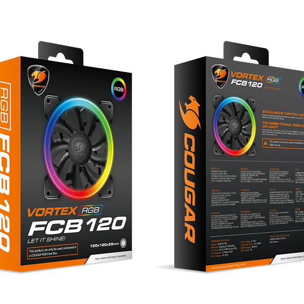 VENTILADOR COUGAR VORTEX RGB FCB 120MM - BLACK 6 PINES (CF-V12FB-RGB)